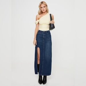 Princess Polly 💕 Saige Denim Maxi Skirt Mid Wash